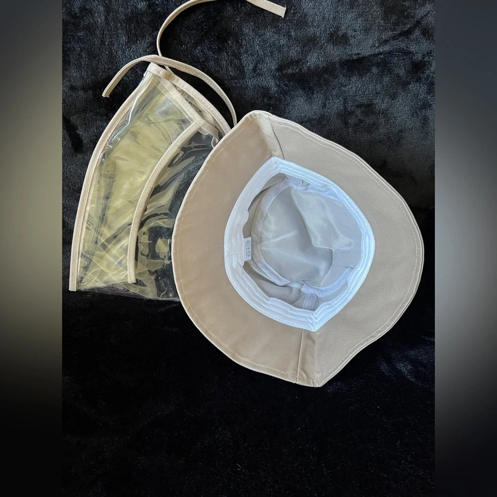 beige Removable Protective Bucket Hat by Lairies Anti-Fog Dustproof Sun Unisex